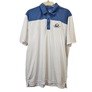 Clique Men's Large Carolina Lakes Golf Club Logo Blue and White Performance Polo